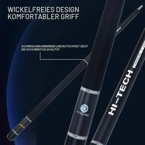 OKHEALING Queue aus elektrischer Kohlefaser, schwarzer Rindenkopf, Holzspitze T 700, 58 Zoll, 18-20