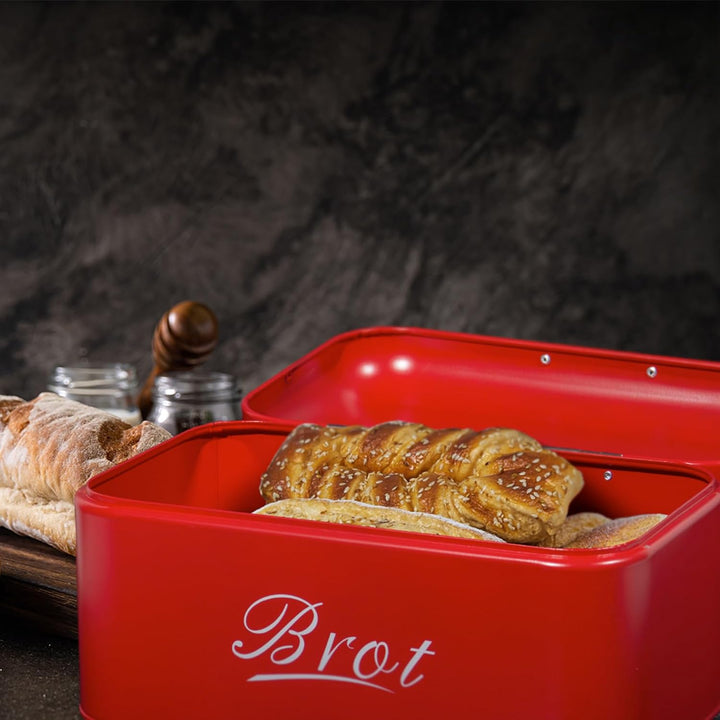 Theo&Cleo Brotkasten mit Deckel, Grosser Knäckebrot Box aus Metall, Brotaufbewahrungsbox Bread Box,