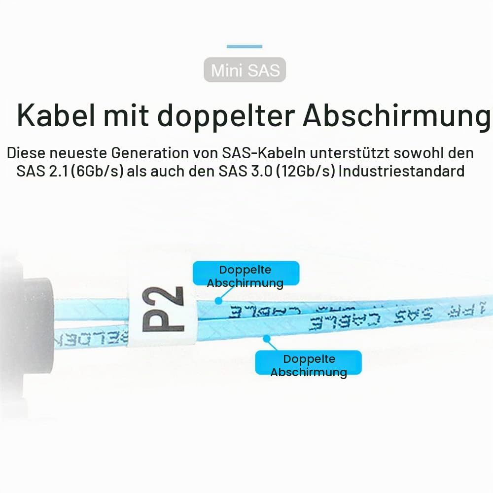cablecc 50cm OCuLink PCIe PCI-Express SFF-8611 8x 8-Lane zu OCuLink SFF-8611 8x SSD Daten Aktiv Kabe