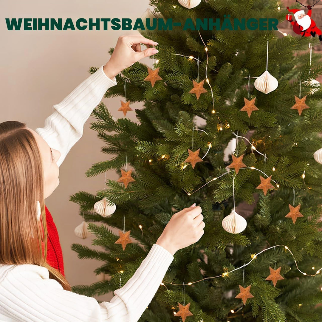 Amosfun 30 StüCk Metallsterne Zum Basteln Rostige FüNfzackige Sterne 1.77 Zoll HäNgend Weihnachtsdek