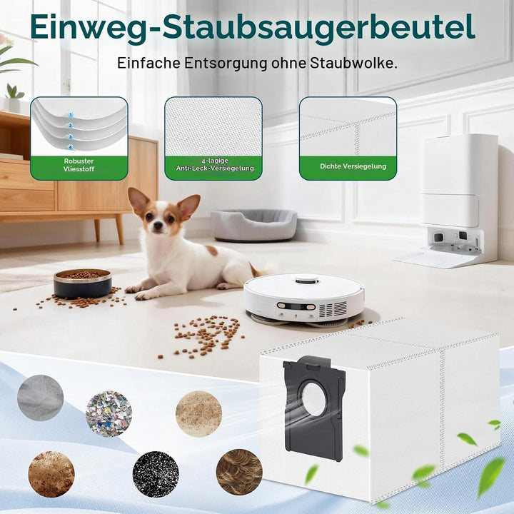 Zubehör Ersatz für Mova E40 Ultra Saugroboter, 1 Hauptbürste, 4 HEPA Filter, 4 Seitenbürsten, 4 Wisc
