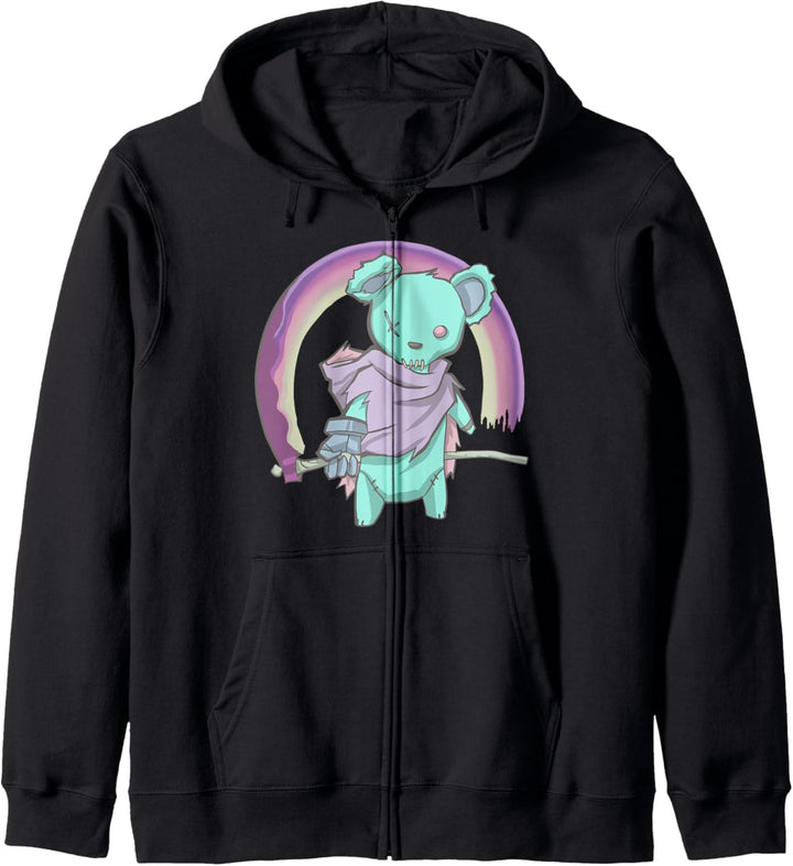 Pastell Goth Wizard Teddybär Kawaii Kapuzenjacke