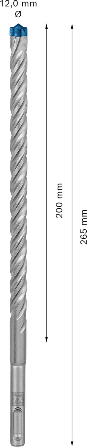 Bosch Professional 1x Expert SDS plus-7X Hammerbohrer (für Stahlbeton, Ø 12,00x265 mm, Zubehör Bohrh