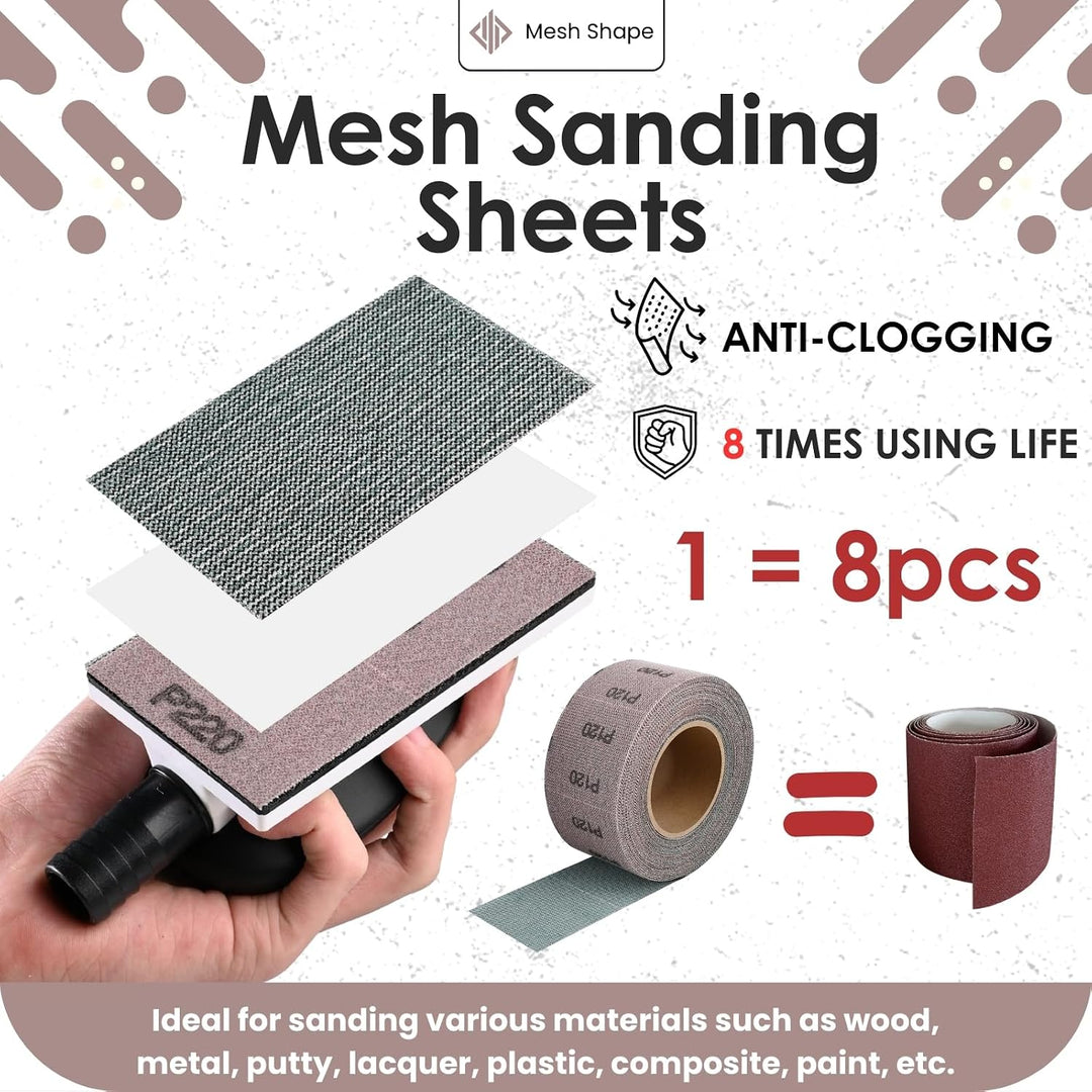 Shineboc Körnung P240 Netz Schleifpapier Rolle Klett, 70 mm x 12 m, Kollokation mit 70mm Breites Han