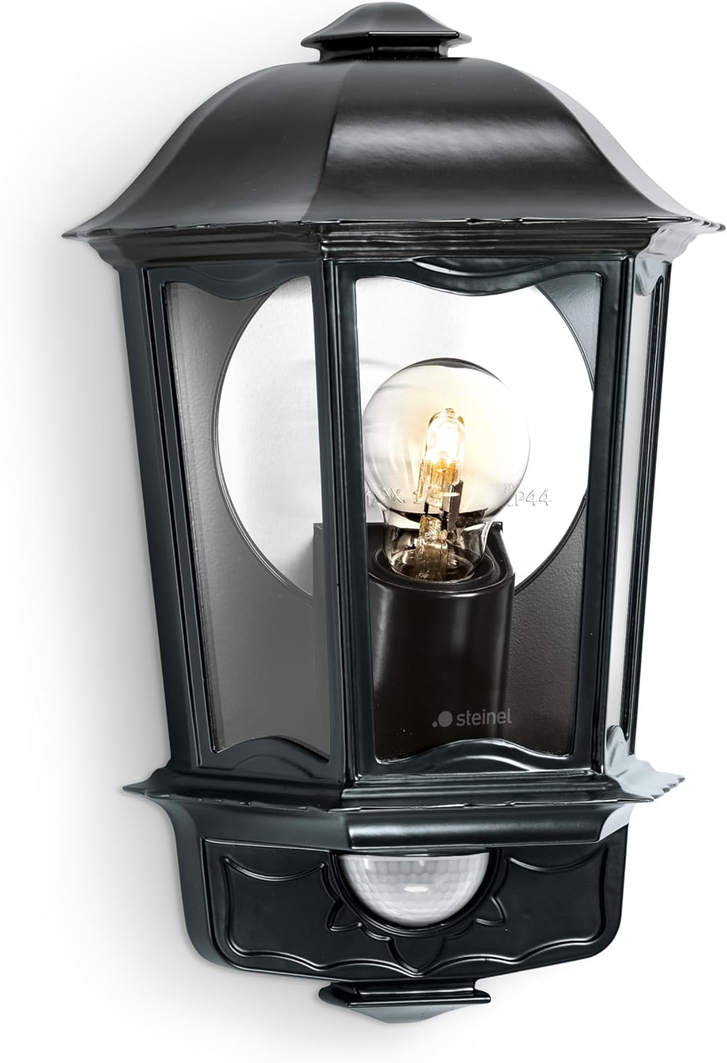 Steinel Aussen-Wandleuchte L 190 S schwarz, 180° Bewegungsmelder, 12 m Reichweite, Softlicht, Grundl