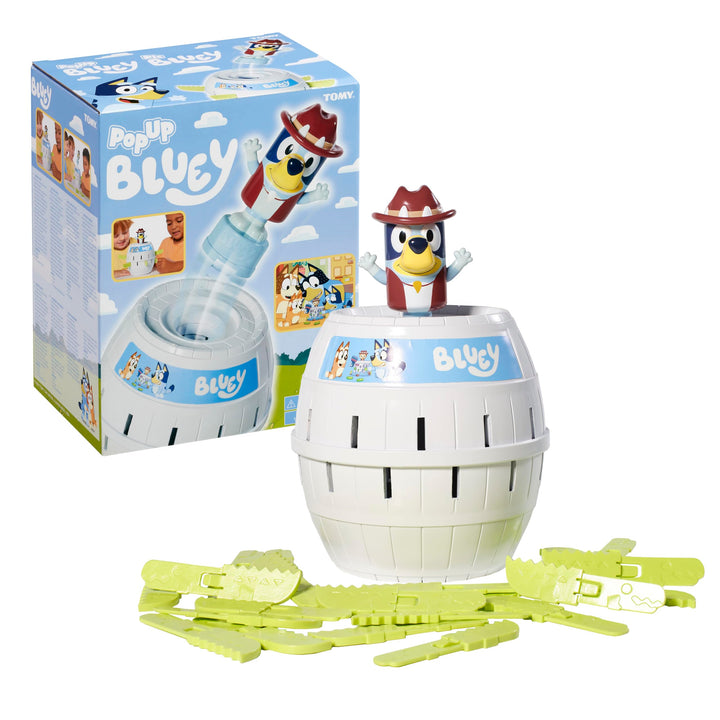 TOMY Pop Up Bluey – Lizenziertes Bluey-Spiel, basierend auf dem Klassiker Pop Up Pirate – Familiensp