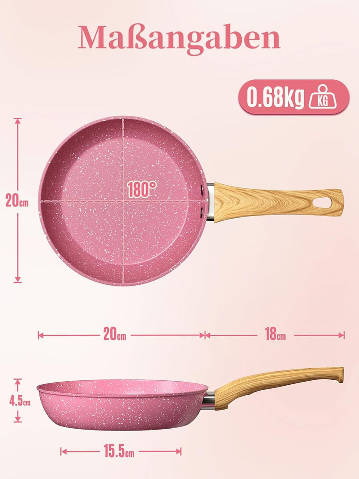 Innerwell Antihaft Bratpfanne 20cm Rosa Granit Beschichtet Pfannen Pfanne Klein Induktion PFOA-freie