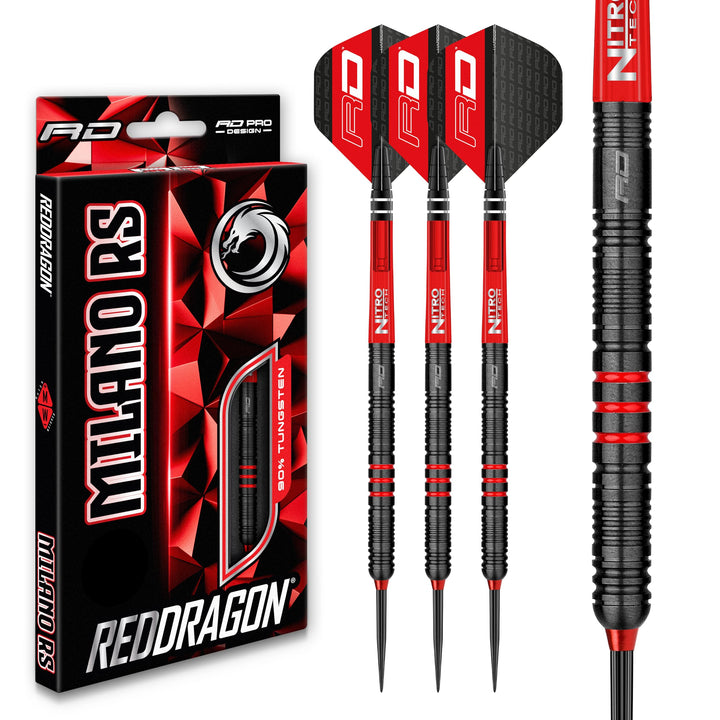 RED DRAGON Milano RS 21g, 22g, 23g, 24g oder 26g Tungsten Darts mit Flights und Schäfte 24.0 Gramm,