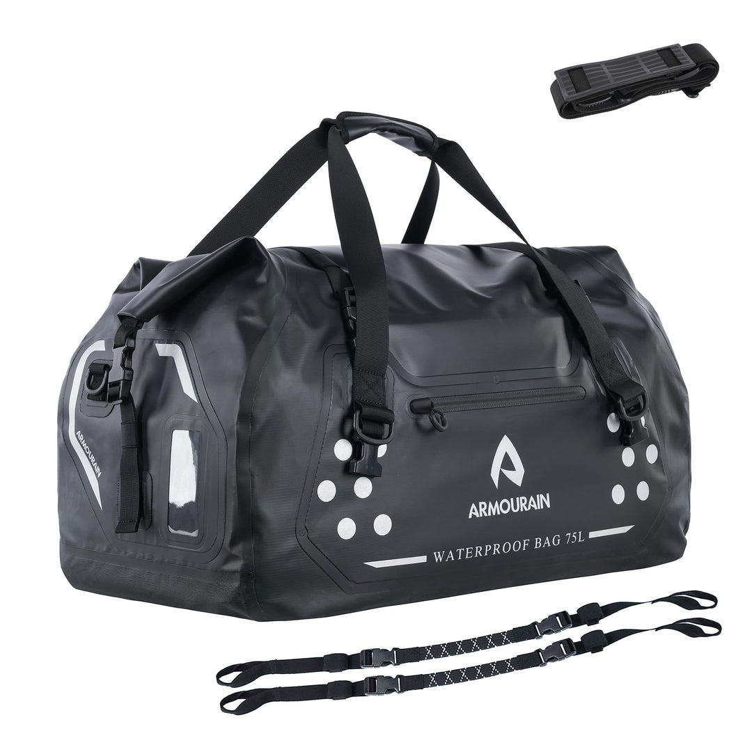 Motorrad-Trockentasche 75 L Grosse wasserdichte Reisetasche, Faltbare Reisetasche, Kofferraum-Sitzta