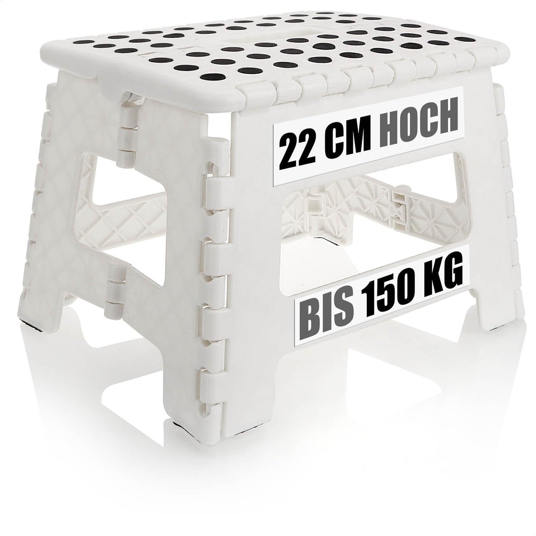 com-four® Klapptritt mit Gumminoppen - Faltbarer Tritthocker - tragbare Aufstiegshilfe für Haushalt,