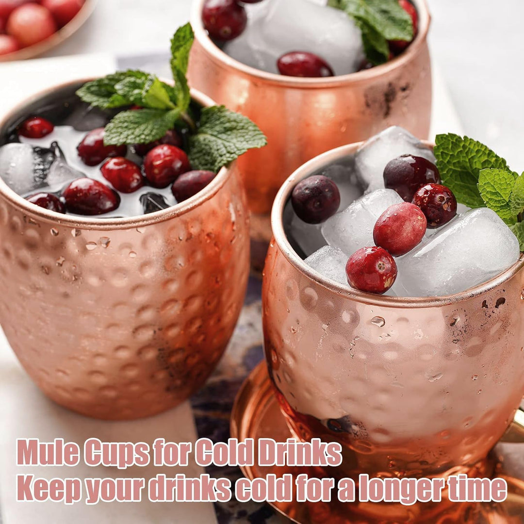 Moscow Mule Becher 4er Set Kupfer Becher 550ml für Cocktail, Gin, Bier, kalte Getränke, Zuhause, Bar