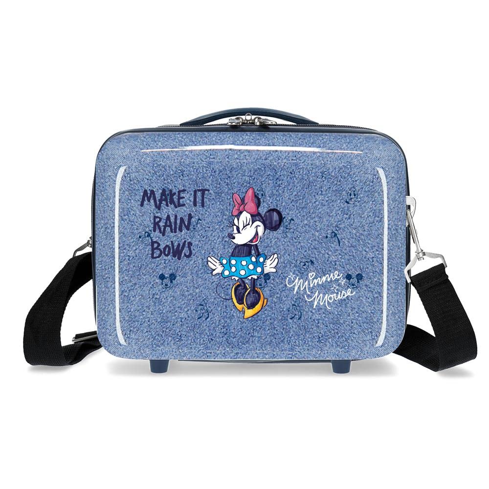 Disney Minnie Make it Rain Bows Verstellbarer Kulturbeutel mit Schultertasche, Blau, 29 x 21 x 15 cm