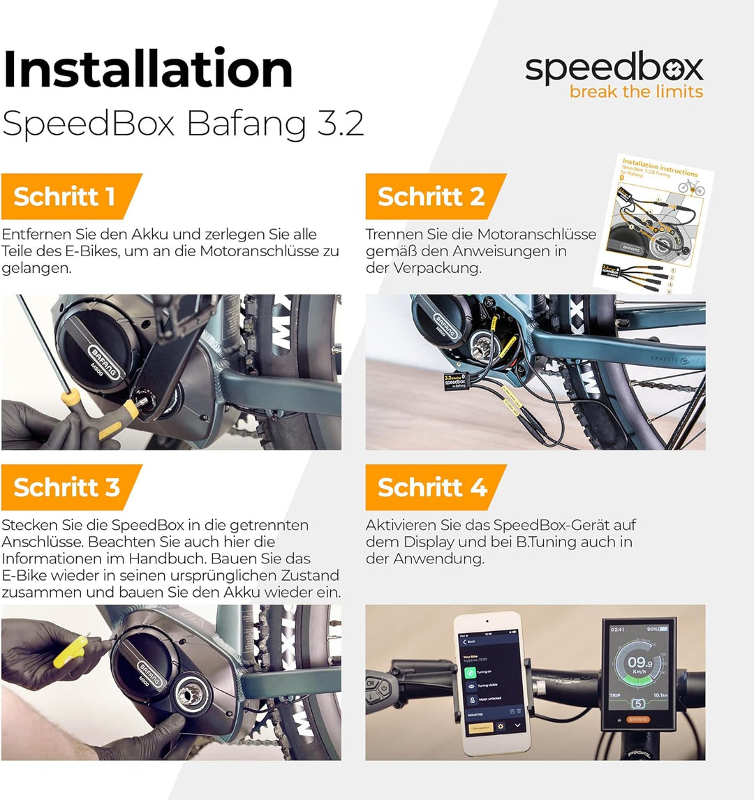 SpeedBox 3.2 kompatibel mit Bafang (M200, M410, M500, M510) / E-Bike Tuning-Chip/CAN-Kommunikation