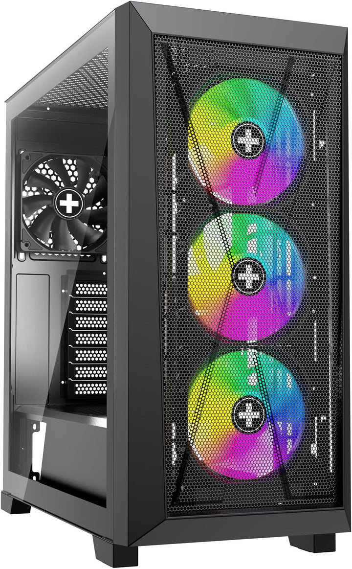 Xilence Xilent X X912.ARGB Gaming PC Gehäuse, 3X 120mm ARGB Lüfter, 1x schwarzer Lüfter, ATX Midi To