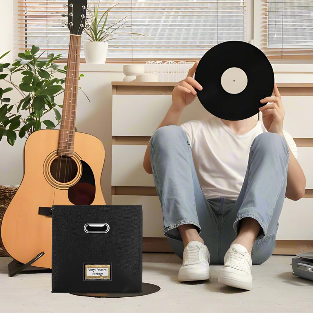 ASelected Vinyl-Schallplatten-Aufbewahrungsbox, 33 x 33 x 33 cm, für bis zu 90 einzelne Schallplatte