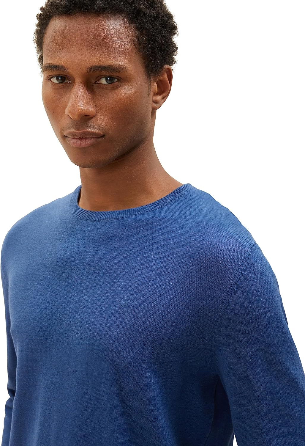 TOM TAILOR Herren Basic Crewneck Strickpullover L 32618-hockey Blue Dark Melange, L 32618-hockey Blu