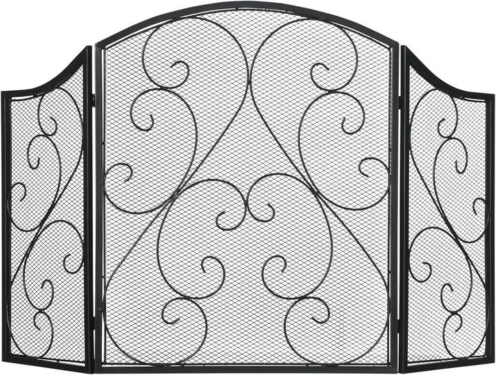 HOMCOM Kamingitter, Klappbares Kaminschutzgitter, Ofenschutzgitter mit 3 Paneelen, Funkenschutzgitte