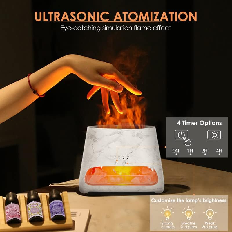 SALKING 2-in-1 Aroma Diffuser & Salt Range Pakistan Leuchte, Flammeneffekt Diffusor für ätherische Ö