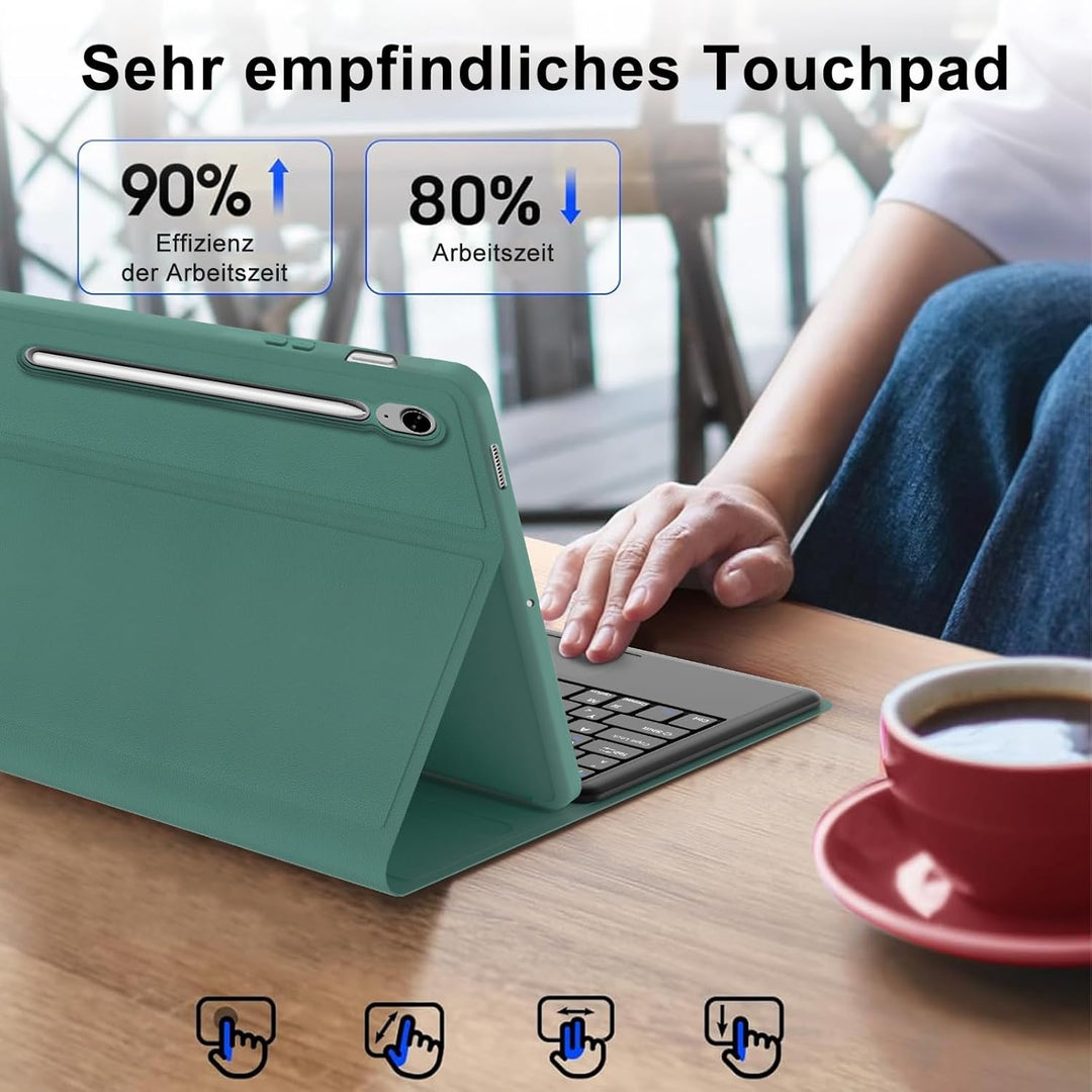 Tastatur für Samsung Galaxy Tab S10 FE+ Plus 13.1 Zoll 2025 mit Touchpad, Hülle mit Tastatur für Tab
