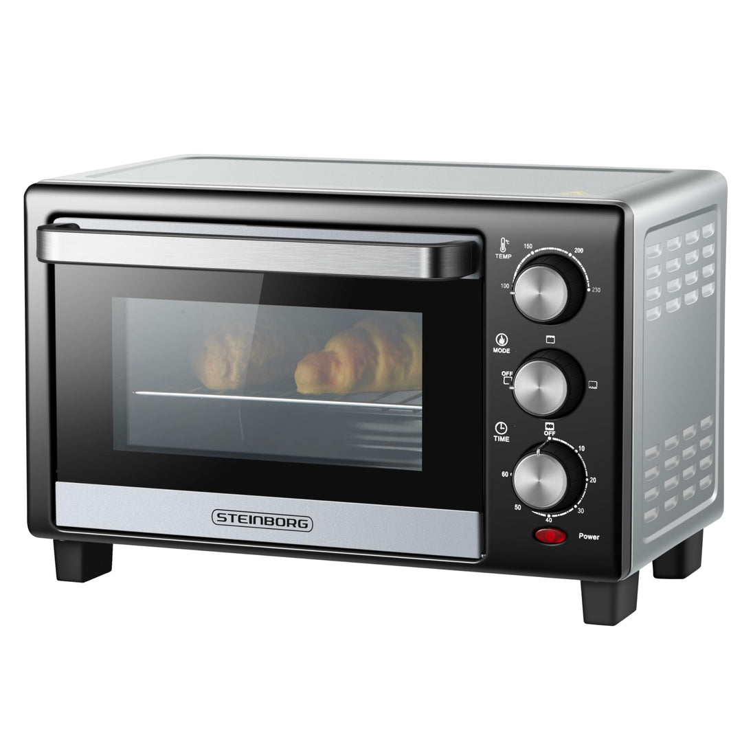 Mini Backofen 15 Liter Pizza-Ofen 3in1 Backofen Minibackofen Miniofen Krümelblech Ober-/Unterhitze E