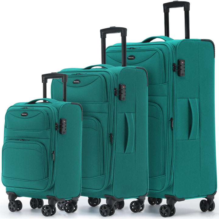 Stoffkoffer erweiterbar mit Frontfächern,15% Extra-Volumen, TSA-Schloss, 360° Doppelrollen & verdeck