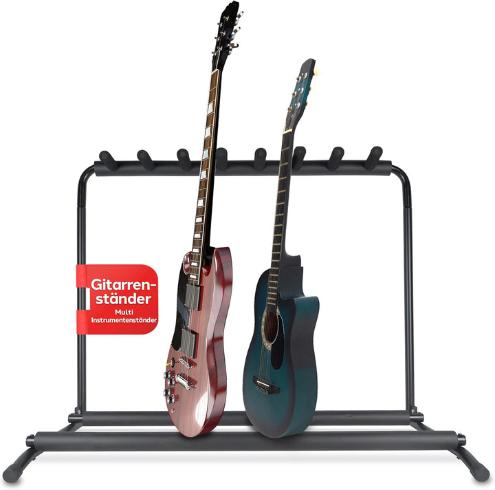Pyle PGST43 Gitarrenständer für 7 Gitarren, faltbar, universal, tragbar, schwarz, mit rutschfester G