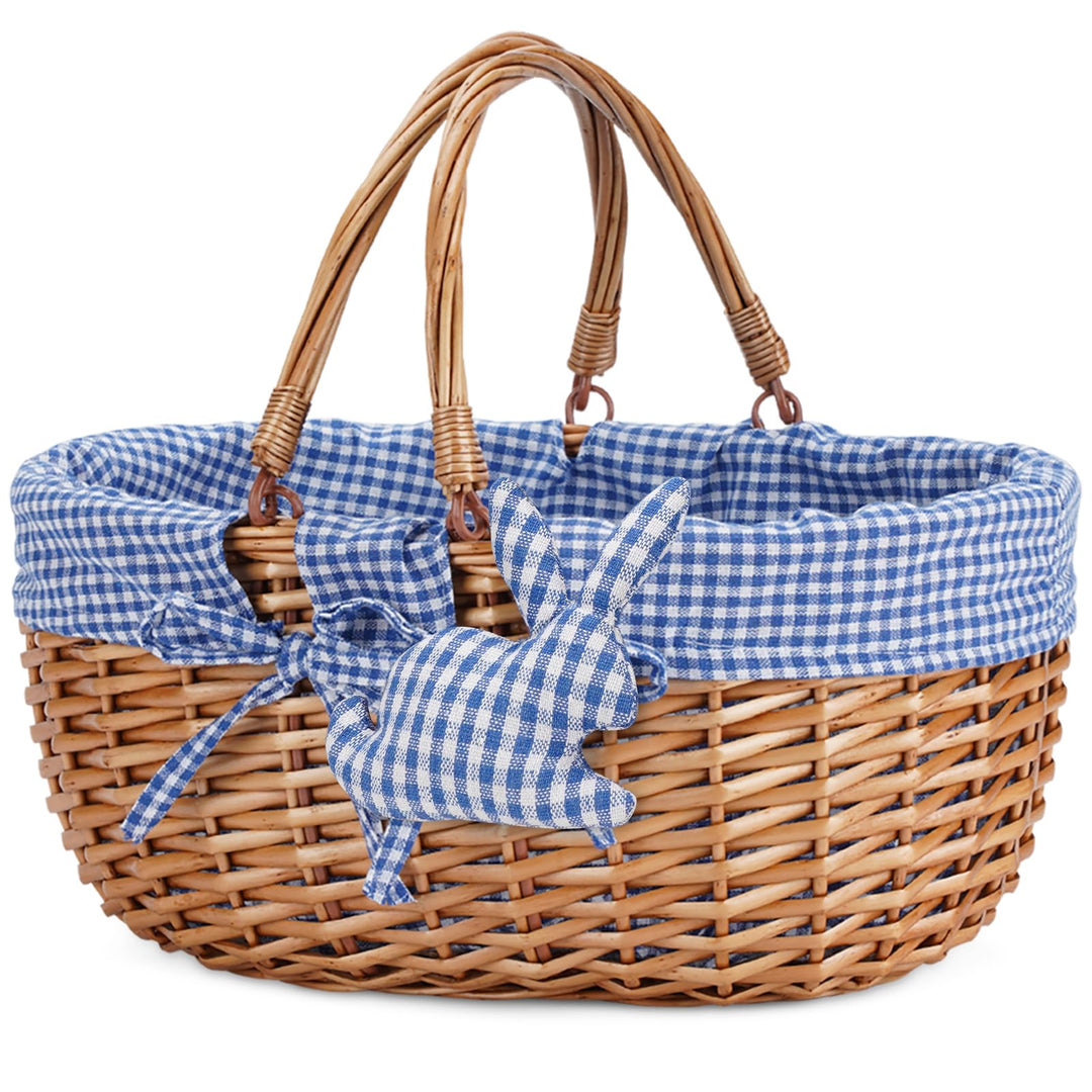 G Good GAIN Weiden-Picknickkorb mit Doppelten, Faltbaren Griffen, Weiden-Picknickkorb, Handgewebter