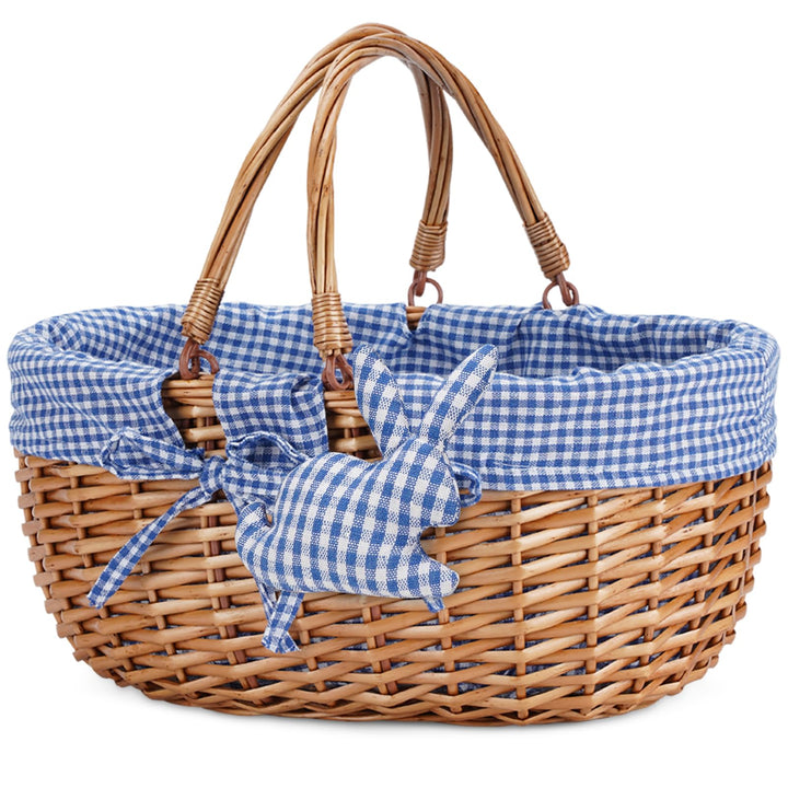 G Good GAIN Weiden-Picknickkorb mit Doppelten, Faltbaren Griffen, Weiden-Picknickkorb, Handgewebter
