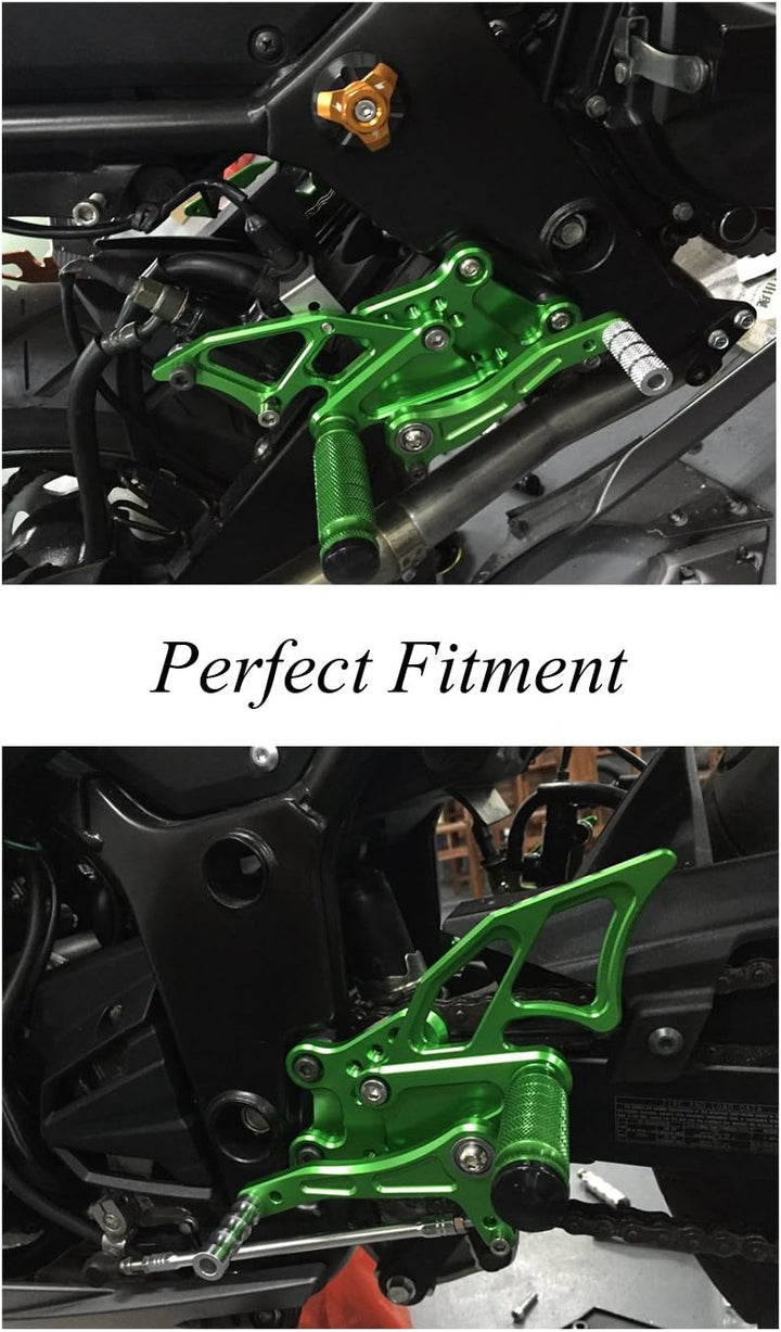 Ninja 300 Billet Anodized Motorrad Rearsets CNC verstellbare hintere Fussrasten Fussstütze hinten Se