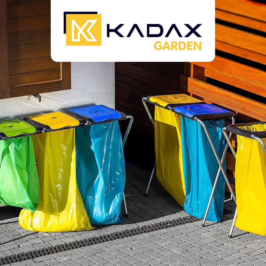 KADAX Ständer für Mülltrennung, Stabiler Müllsackhalter mit Kunststoffdeckel, Müllsackständer, Abfal