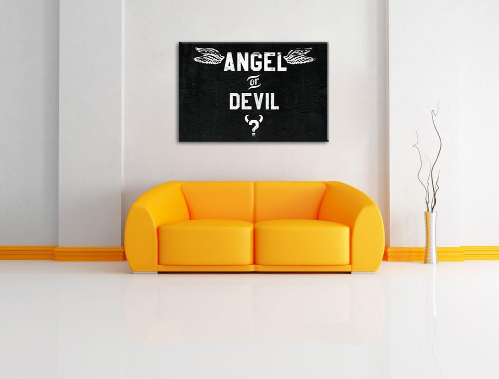 Angel or Devil Black Format: 100x70auf Leinwand, XXL riesige Bilder fertig gerahmt mit Keilrahmen, K