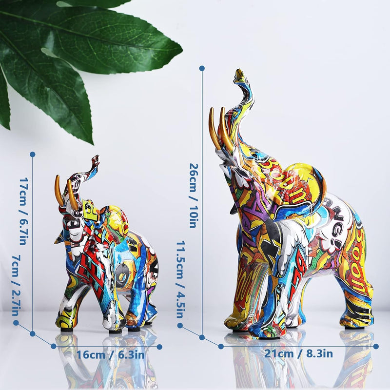 XMGZQ Bunte Elefanten Figuren,kreative Graffiti-Elefanten,Elefanten Figur,Elefanten Figuren deko,Bun