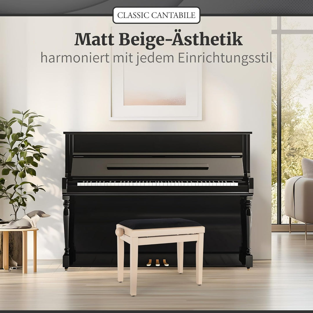 Classic Cantabile Pianobank LA matt - Höhenverstellbar von 47-56 cm - Spindelmechanik - Sitzfläche 5