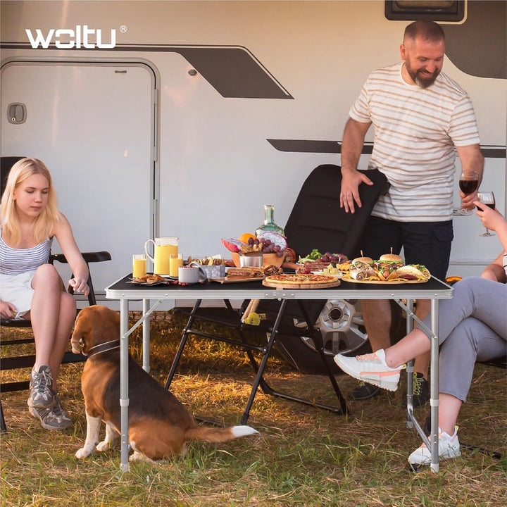 WOLTU Campingtisch Klapptisch Gartentisch Arbeitstisch Balkontisch höhenverstellbar Aluminium MDF Sc