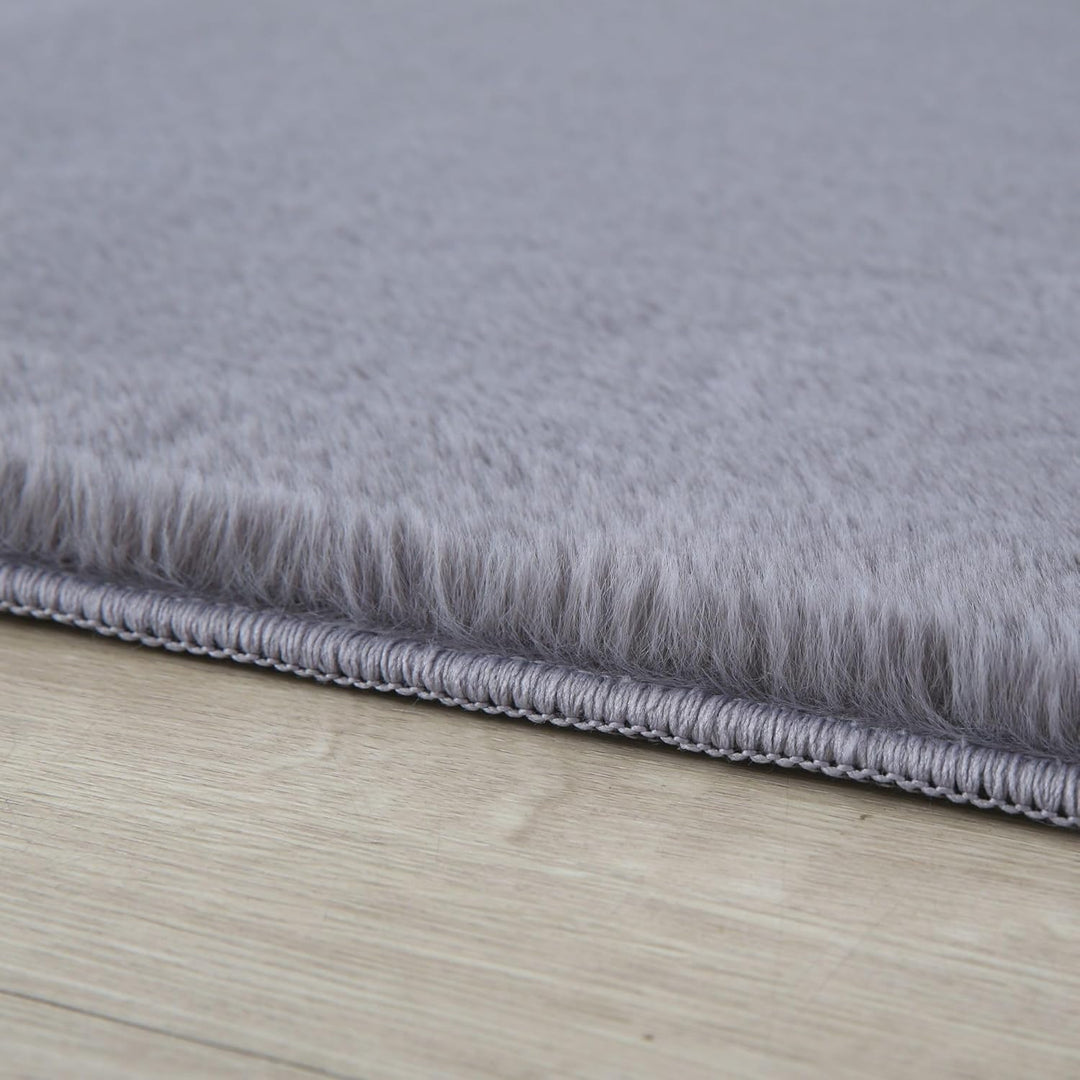 Carpetsale24 Teppich Wohnzimmer Einfarbig Modern Design 160 x 230 cm Grau - Hochflor Teppich Schlafz
