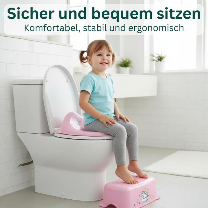 Toilettensitz Kinder Klositz Aufsatz rutschsicher ergonomisch Einhorn pink - Toilettenaufsatz Kinder