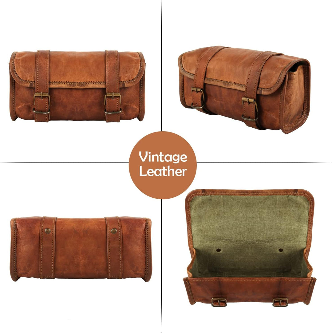 The Vintage Stuff Leder Lenkertasche Braun Sattel Motorradtasche Fahrrad Werkzeugtasche Buff Leder R