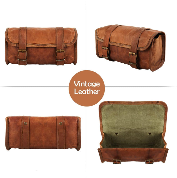 The Vintage Stuff Leder Lenkertasche Braun Sattel Motorradtasche Fahrrad Werkzeugtasche Buff Leder R