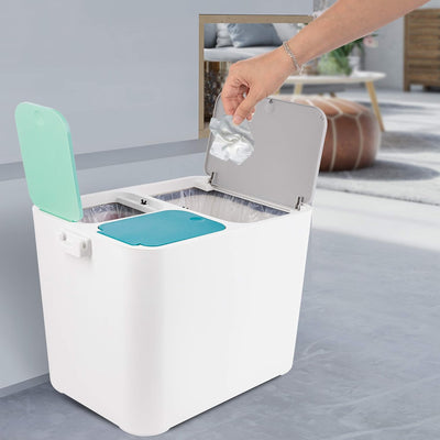 ONVAYA® Mülltrennsystem Tom | Mülltrennung mit mehreren Fächern | Mülleimer in creme-weiss | Abfalle