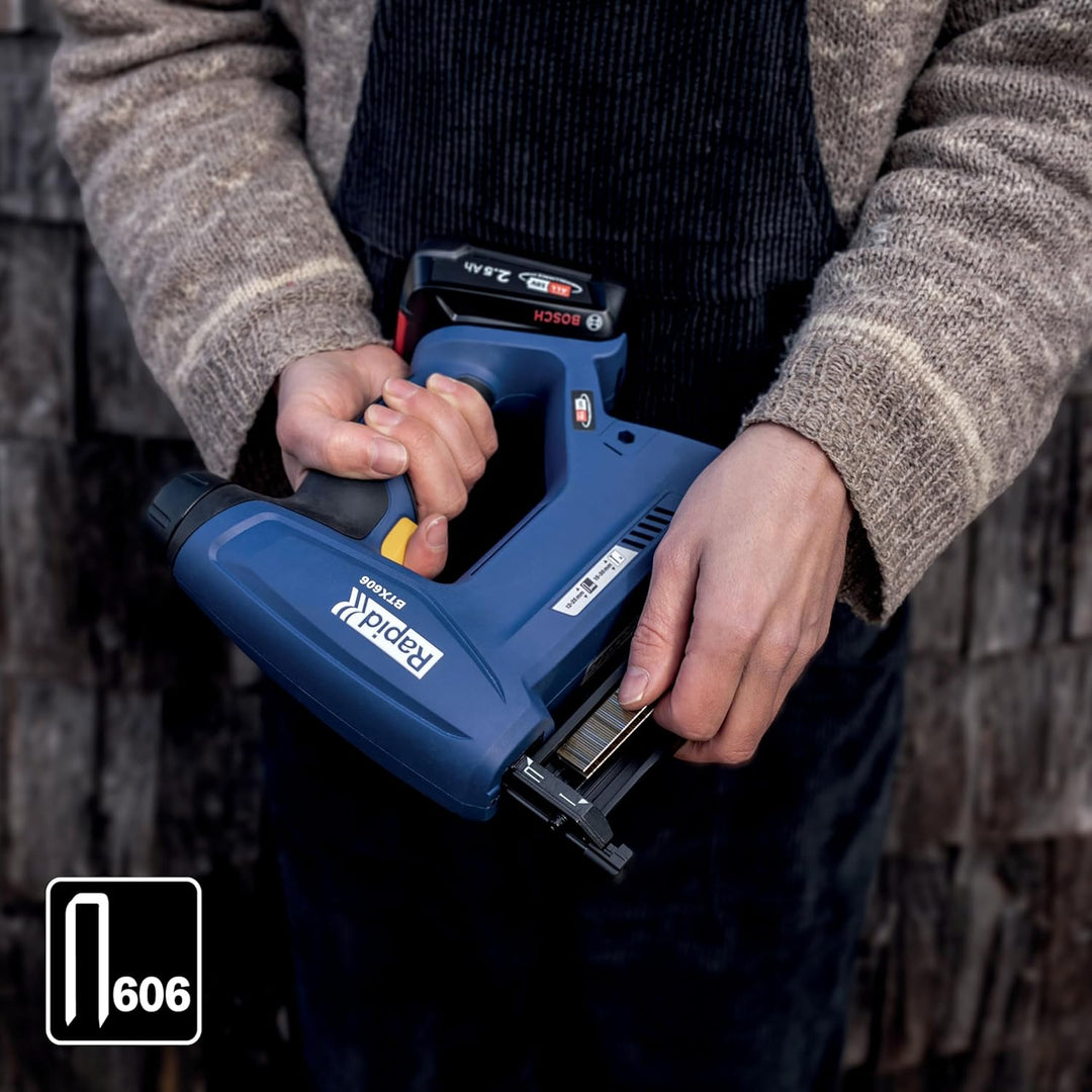 Rapid Tackerklammern Typ 606, 30mm Klammern, 3.600 Stk. Kunststoffbox, Schmalrückenklammern für Holz