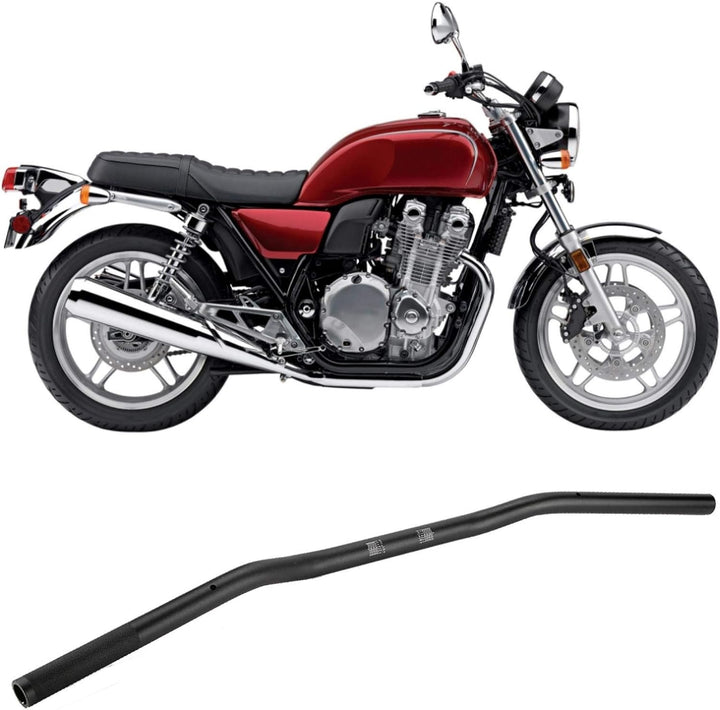 Qiilu 22mm Durchmesser Aluminiumlegierung Retro Motorrad Geändert Lenker Flach(Matt-schwarz)