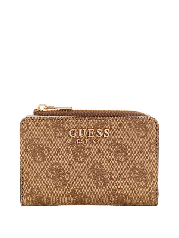 GUESS Damen Laurel Zip Around Card Case Wallet, Einheitsgröße Latte Logo