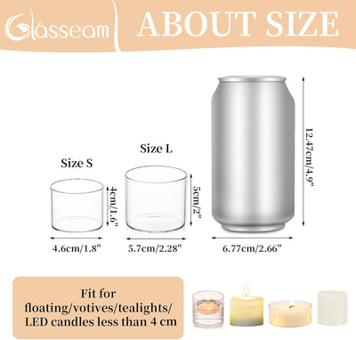 Glasseam 24er Teelichthalter Set Klar Kerzengläser, Kerzenglas Zylinder Bulk, Mini Kerzenhalter Glas