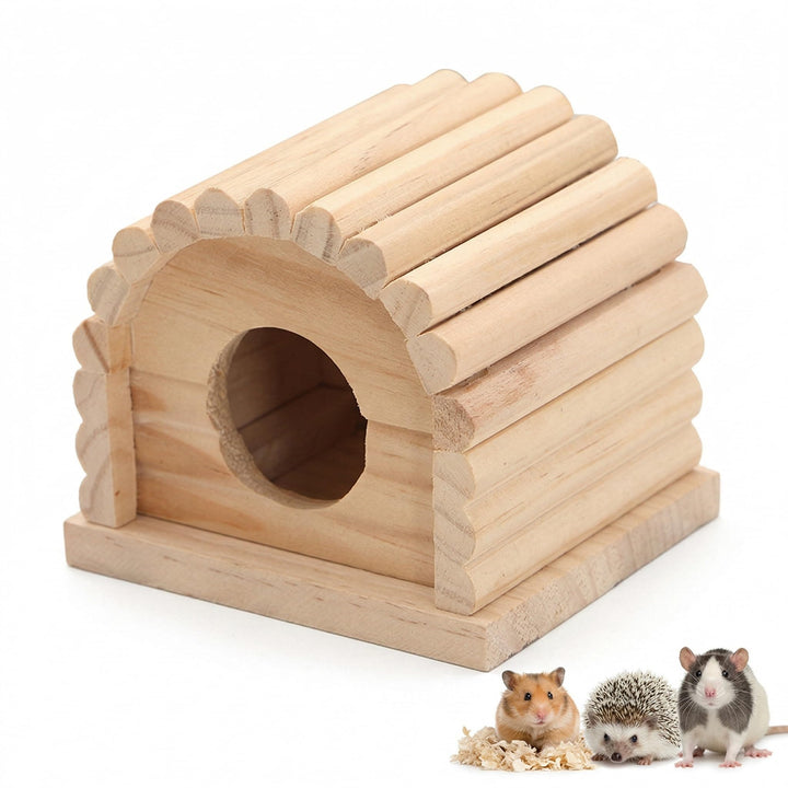 Yardwe Hamsterhaus Aus Holz 10X10X9Cm Robustes Kleintierhaus Mit GemüTlichem Versteck FüR Hamster Go