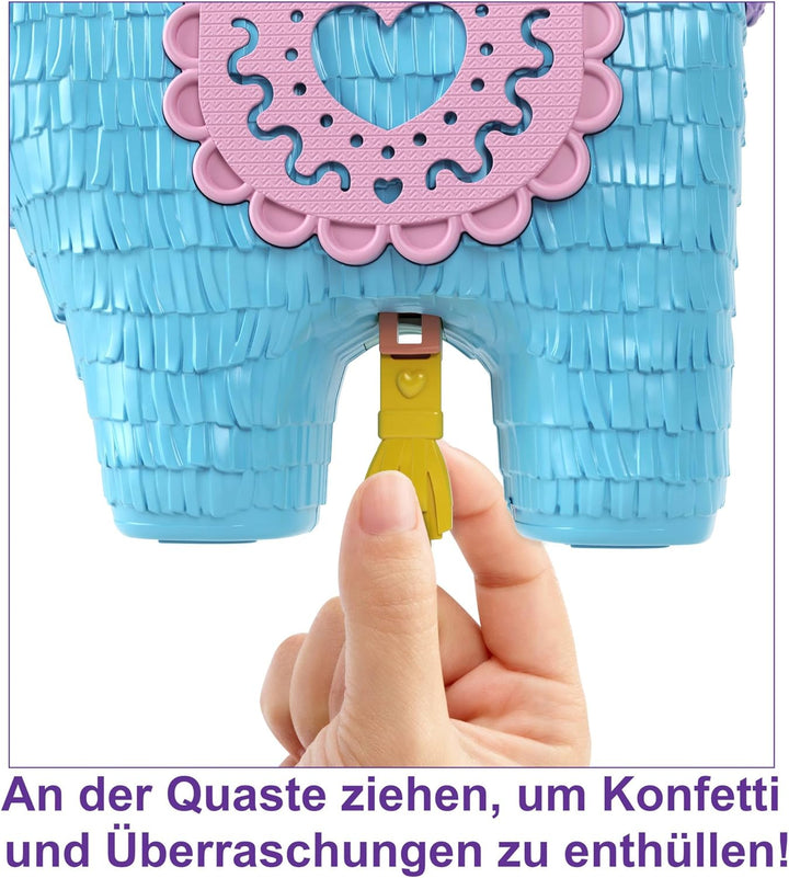 Polly Pocket Schatulle, Lama im Pyjama Party Thema, mit 25 Zubehörteilen wie 2 Puppen und 2 Lamas, i