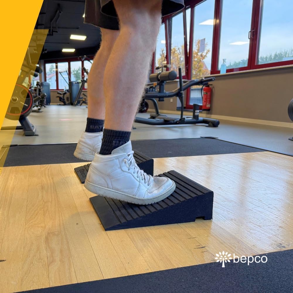 bepco Kneeblock - Squat Wedge, Wadendehner aus recyceltem Gummi - 3in1 Mobility Block für Knie, Spru