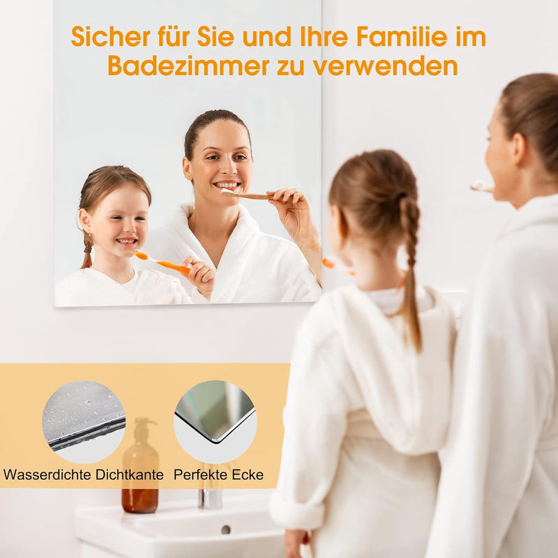 Infrarotheizung Spiegel 450 Watt - Spiegelheizung Infrarot - Badspiegel 80x60 CM - Badezimmerspiegel