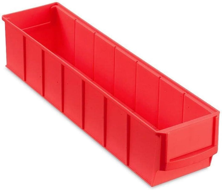 PROREGAL SparSet 5x Rote Industriebox 400 S | HxBxT 8,1x9,1x40cm | 2,2 Liter | Sichtlagerkasten, Sor