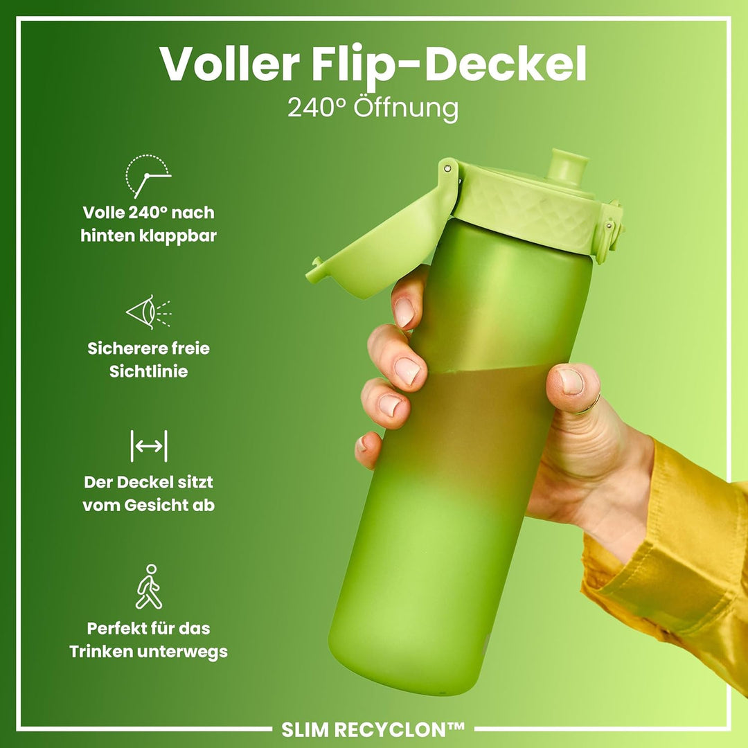 ION8 Trinkflasche, Auslaufsicher, Einhandöffnung, Sichere Verriegelung, Spülmaschinenfest, BPA-frei,