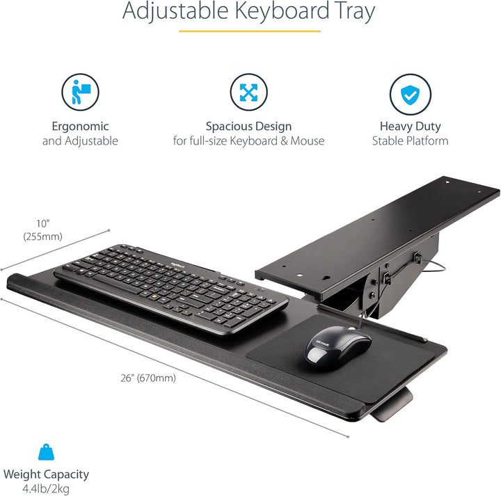 StarTech.com UNDER DESK KEYBOARD TRAY HEIGHT ADJUSTABLE W volle Bewegung, volle Bewegung